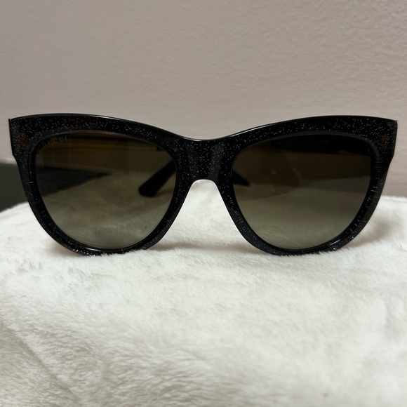 Gucci cat eye, black and glitter sunglasses; GG #3739/N/S VJZHA